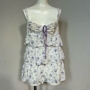 Victoria's Secret White Mini Dress with Purple Floral Print